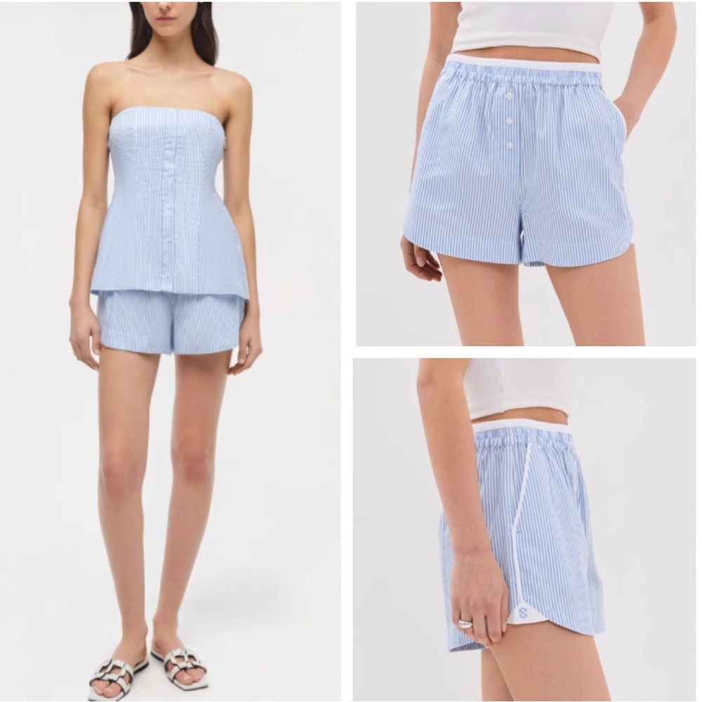 Jonathan Simkhai Blue and White Cargo Shorts